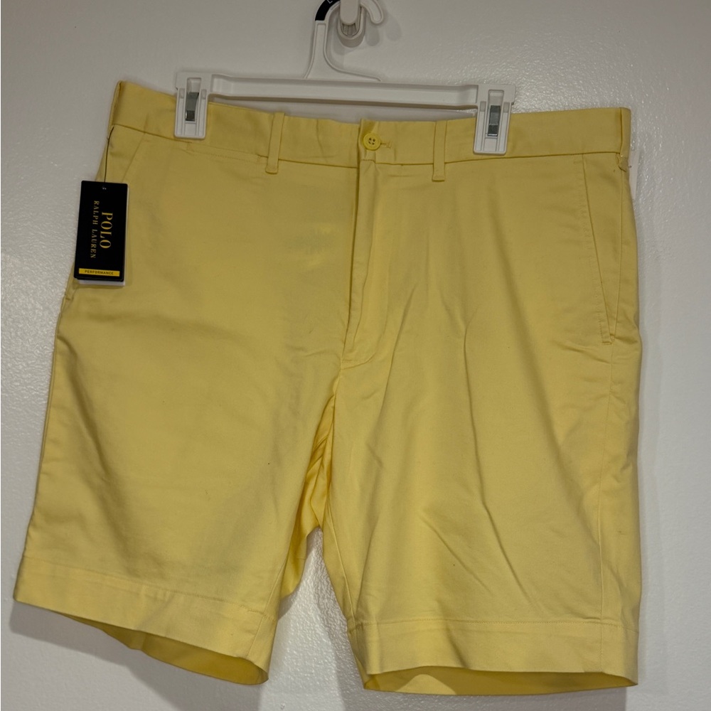 Ralph Lauren Men's Light Yellow Flat Front Shorts
